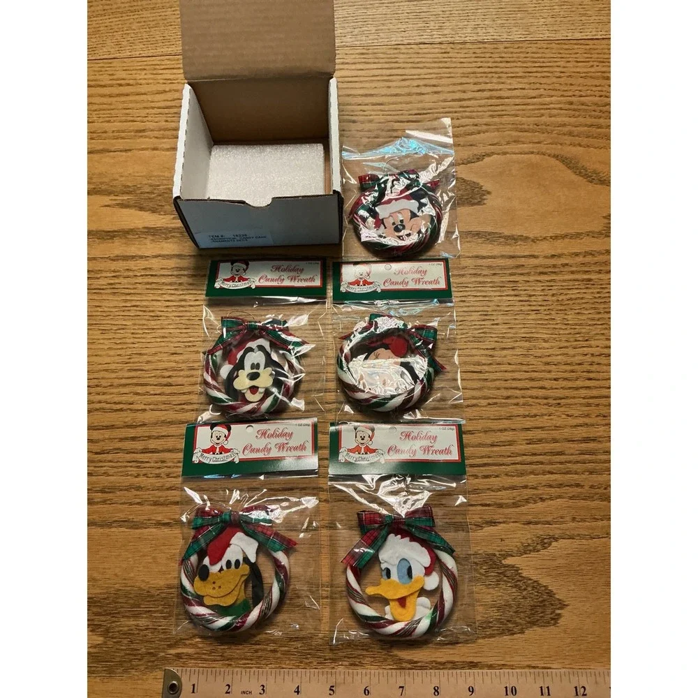 Disney Holiday Candy Wreath Ornament Set 5 Mickey Minnie Pluto Goofy Donald16226